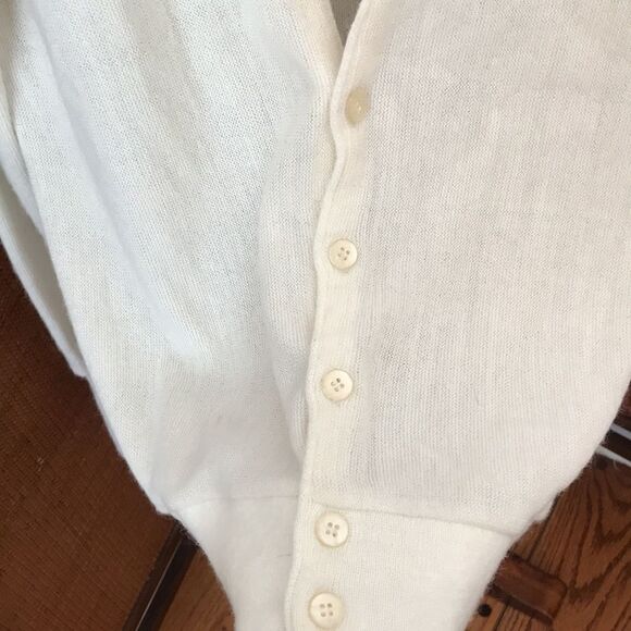 VINTAGE OLD MONEY CHRISTIAN DIOR LADIES XL CARDIGAN IVORY CREAM GRANNY CHIC - Picture 5 of 8